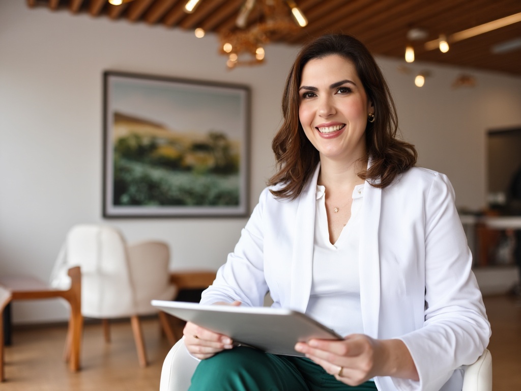 Dra. Paula Teixeira em seu consultório